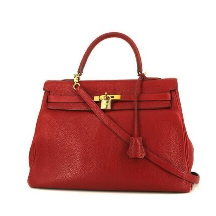 Hermes Kelly 35 cm handbag in red togo leather
