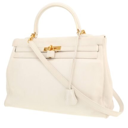 Hermes Kelly 35 cm handbag in white Swift leather