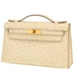 Hermès Kelly - Clutch pouch in Nata ostrich leather