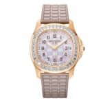 Patek Philippe Aquanaut 5072R-001 Luce Beige Mother of Pearl Dial Haute Joaillerie 35.6mm 18k Rose Gold Beige Rubber Straps Ladies' Watch
