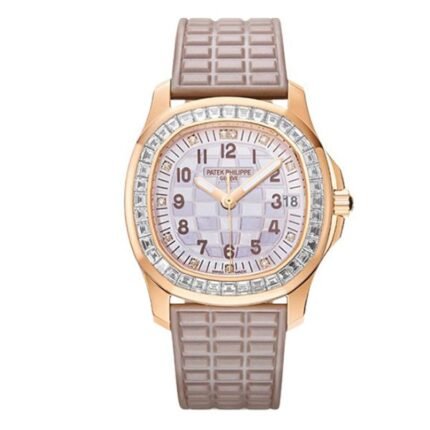 Patek Philippe Aquanaut 5072R-001 Luce Beige Mother of Pearl Dial Haute Joaillerie 35.6mm 18k Rose Gold Beige Rubber Straps Ladies' Watch