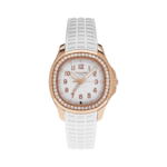 Patek Philippe Aquanaut 5269/200R-001 Luce Matted White Dial Diamond-Set Bezel 38mm 18K Rose Gold White Rubber Straps Unisex Watch