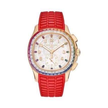 Patek Philippe Aquanaut 7968/300R-001 Luce Mother of Pearl Dial Rainbow Bezel 39.9mm 18k Rose Gold Case Composite Strap Ladies Watch