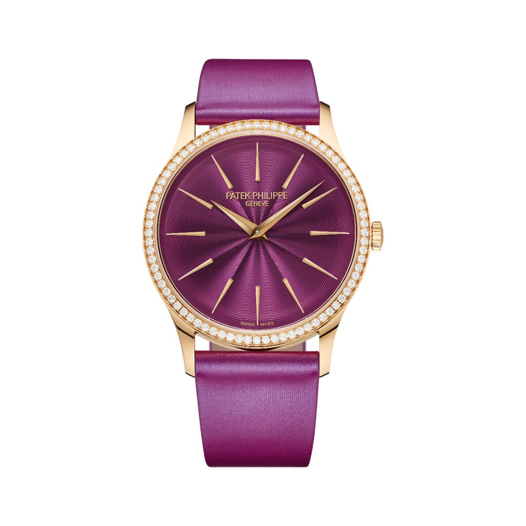 Patek Philippe Calatrava 4997/200R Ultra Thin Rose Gold Diamond Bezel 35mm Purple Dial Ladies Watch - Luxury Souq Patek Philippe Calatrava 4997/200R Ultra Thin Rose Gold Diamond Bezel 35mm Purple Dial Ladies Watch - Luxury Souq