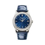 Patek Philippe Calatrava 5298P-014 Platinum with Baguette Diamond Bezel Automatic 38mm Blue Dial Unisex Watch - Luxury Souq