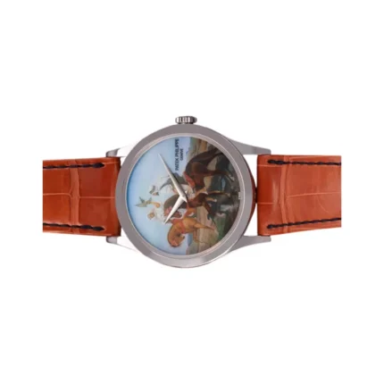 Patek Philippe Calatrava Falcon Hunting 5077P-091 Platinum 37mm Multicolor Dial Men's Watch