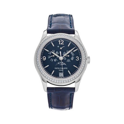 Patek Philippe Complications 5147G-001 Diamond Bezel Annual Calendar Moon Phases 39mm Blue Dial Men's Watch