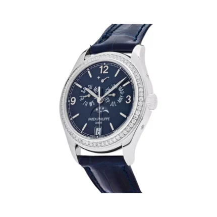 Patek Philippe Complications 5147G-001 Diamond Bezel Annual Calendar Moon Phases 39mm Blue Dial Men's Watch