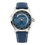 Patek Philippe Complications 5230P-001 Blue Dial World Time 38.5mm Platinum Navy Blue Leather Straps Men’s Watch