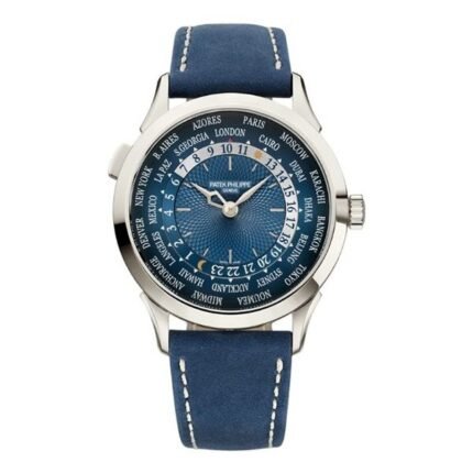 Patek Philippe Complications 5230P-001 Blue Dial World Time 38.5mm Platinum Navy Blue Leather Straps Men’s Watch