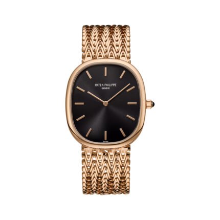 Patek Philippe Golden Ellipse 5738/1R-001 Rose Gold 34.5mm Black Dial Ladies Watch - Luxury Souq