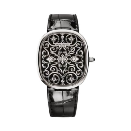 Patek Philippe Golden Ellipse 5738/51G-001 Hand-Engraved and Black Enameled Dial White Gold Unisex Watch
