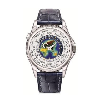 Patek Philippe Grand Complications 5131G-001 World Time 39.5mm White Gold Black Leather Straps Men's Watch