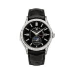 Patek Philippe Grand Complications 5217P-001 Perpetual Calendar Moon Phase Platinum Baguette Diamond Bezel Black Dial 39.5mm Men's Watch - Luxury Souq