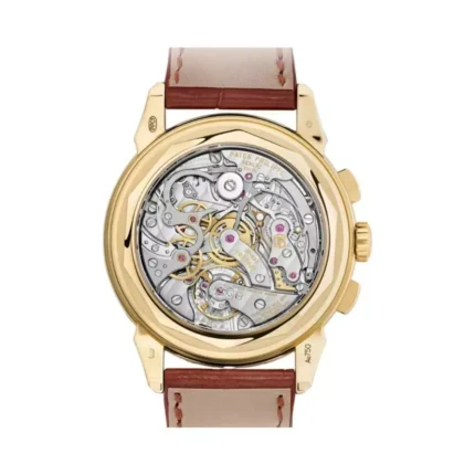 Patek Philippe Grand Complications 5270J-001 Perpetual Chronograph Hand Wind White Dial 32mm 18k Yellow Gold Brown Leather Straps Men's Watch