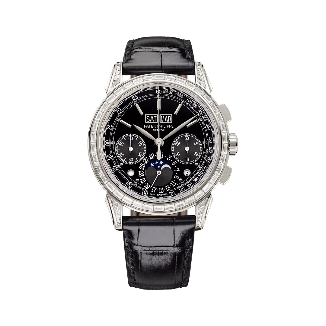 Patek Philippe Grand Complications 5271P-010 Platinum with Baguette Diamond Bezel and Lugs Black Dial 41mm Men's Watch - Luxury Souq Patek Philippe Grand Complications 5271P-010 Platinum with Baguette Diamond Bezel and Lugs Black Dial 41mm Men's Watch - Luxury Souq