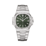 Patek Philippe Nautilus 5711/1300A-001 Olive Green Index Dial Baguette-Cut Bezel 40mm Stainless Steel Men's Watch