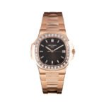 Patek Philippe Nautilus 5723/1R-010 40mm 18k Rose Gold Brown Dial Diamond-Set Bezel Men's Watch