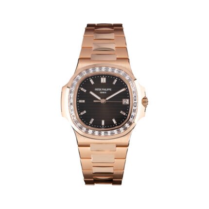 Patek Philippe Nautilus 5723/1R-010 40mm 18k Rose Gold Brown Dial Diamond-Set Bezel Men's Watch