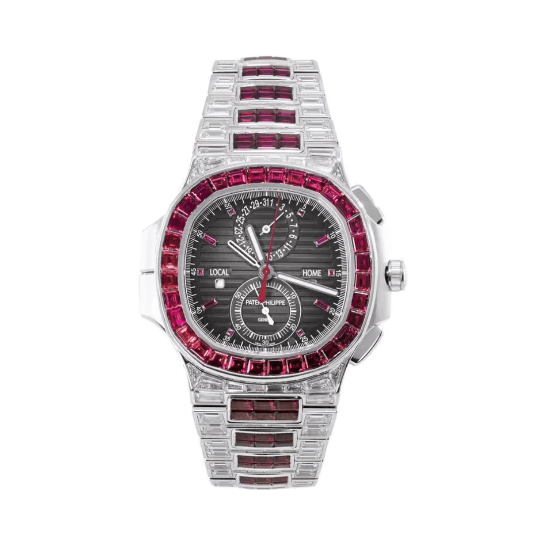 Patek Philippe Nautilus 5990/1422G White Gold, Diamond and Ruby Set Black Dial Mens Watch - Luxury Souq Patek Philippe Nautilus 5990/1422G White Gold, Diamond and Ruby Set Black Dial Mens Watch - Luxury Souq
