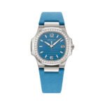 Patek Philippe Nautilus 7010G-013 White Gold Azure Blue Dial Diamond Bezel 32mm Ladies Watch - Luxury Souq