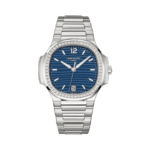 Patek Philippe Nautilus 7118/1200A-001 Blue Opaline Index Dial Diamond-Set Bezel 35.2mm Stainless Steel Ladies Watch