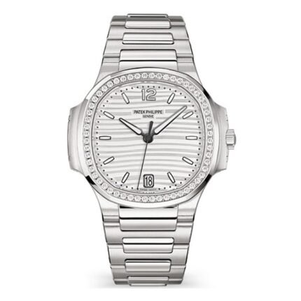 Patek Philippe Nautilus 7118/1200A-010 Silvery Opaline Dial Diamond-set Bezel 35.2mm Stainless Steel Ladies Watch