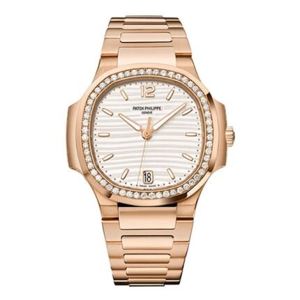 Patek Philippe Nautilus 7118/1200R-001 Silver Tone Dial Rose Gold Ladies Watch