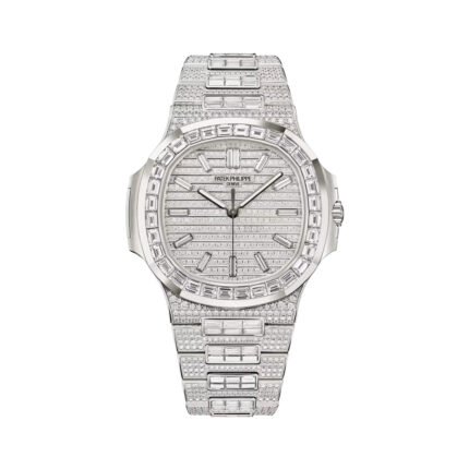 Patek Philippe Nautilus Haute Joaillerie 5811/1460G-001 White Gold Full Diamond 41mm Men's Watch - Luxury Souq