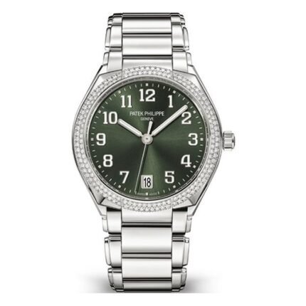 Patek Philippe Twenty~4 7300/1200A-011 Stainless Steel Olive Green Sunburst Dial Diamond Set Bezel Ladies Watch