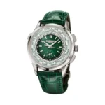 Patek Philippe World Time 5930P-001 Flyback Chronograph Platinum Green Dial Men's Watch