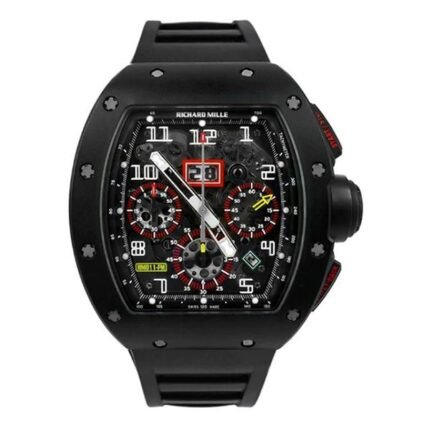 Richard Mille RM 011 CA Felipe Massa Flyback Chronograph Carbon Skeleton Dial 50mm Black Rubber Strap Men's Watch
