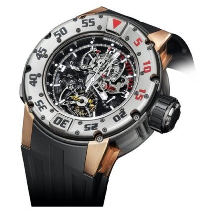 Richard Mille RM 025 Manual Winding Tourbillon Chronograph Titanium and 18k Rose Gold Black Rubber Straps Men's Watch