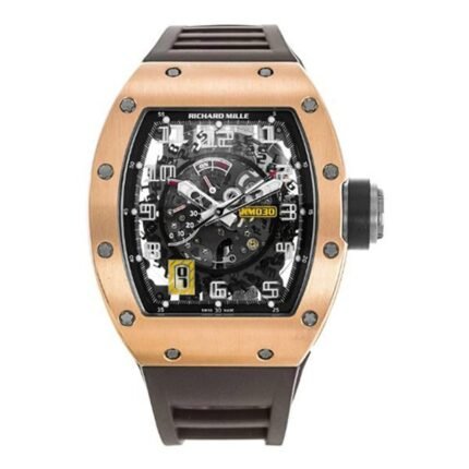 Richard Mille RM 030 RG Skeleton Automatic 50mm x 42.7mm18k Rose Gold Black Rubber Straps Men's Watch