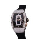 Richard Mille RM 037 WG Onyx and Diamond Dial 34.40mm 18k White Gold Black Rubber Straps Ladies Watch