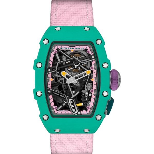 Richard Mille RM 07-04 Teal Automatic Sport 30.50mm X 44.95mm Quartz TPT Pink Fabric Straps Ladies Watch Richard Mille RM 07-04 Teal Automatic Sport 30.50mm X 44.95mm Quartz TPT Pink Fabric Straps Ladies Watch