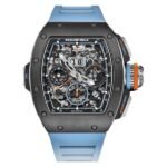 Richard Mille RM 11-05 Automatic Winding Flyback Chronograph GMT 42.70mm Grey Cermet Blue Rubber Straps Men's Watch