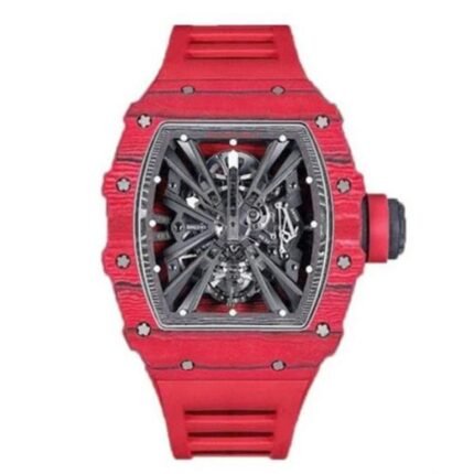 Richard Mille Rm 12-01 Tourbillon Skeleton 39.3mm x 48mm Red Quartz TPT Red Rubber Straps Men's Watch
