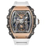 Richard Mille RM 21-01 Tourbillon Aerodyne Rose Gold & Carbon Dial 42.68mm x 50.12mm White Rubber Straps Men's Watch