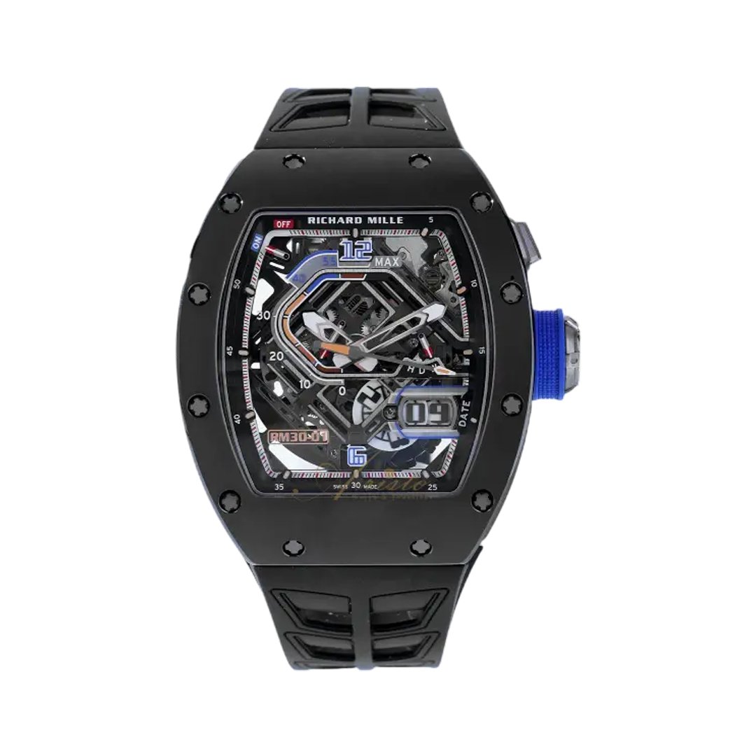 Richard Mille RM 30-01 Declutchable Rotor Automatic Winding Black Ceramic 43mm Skeleton Dial Mens Watch - Luxury Souq Richard Mille RM 30-01 Declutchable Rotor Automatic Winding Black Ceramic 43mm Skeleton Dial Mens Watch - Luxury Souq