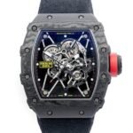 Richard Mille RM 35-01 CA Rafael Nadal Signature 50mm x 43mm NTPT Carbon Black Rubber Straps Men's Watch