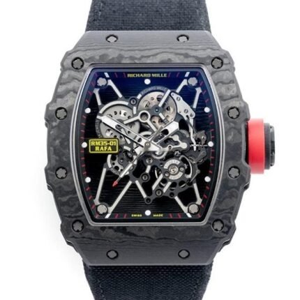 Richard Mille RM 35-01 CA Rafael Nadal Signature 50mm x 43mm NTPT Carbon Black Rubber Straps Men's Watch
