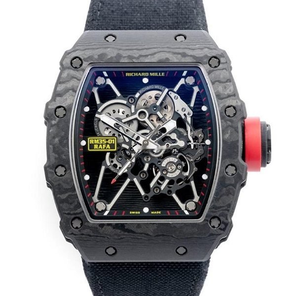 Richard Mille RM 35-01 CA Rafael Nadal Signature 50mm x 43mm NTPT Carbon Black Rubber Straps Men's Watch Richard Mille RM 35-01 CA Rafael Nadal Signature 50mm x 43mm NTPT Carbon Black Rubber Straps Men's Watch