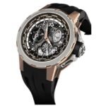 Richard Mille RM 58-01 Manual Winding Tourbillon Worldtimer Jean Todt 50mm Rose Gold Black Rubber Straps Men's Watch