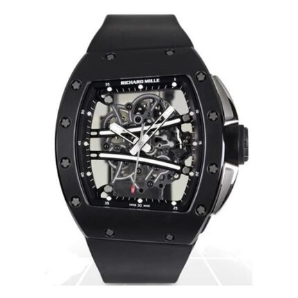 Richard Mille RM 61-01 CA-TZP Yohan Blake Limited Edition 50.23mm x 42.7mm NTPT Carbon Black Rubber Straps Men's Watch
