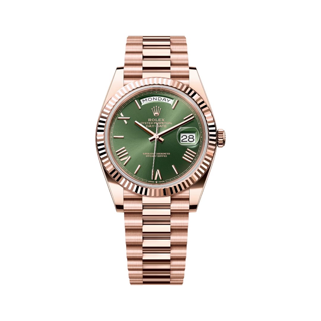 Rolex Day Date 228235 OGRP Olive Green Dial Bevelled Roman Numerals 40mm 18kt Rose Gold Jubilee Bracelet Men's Watch Rolex Day Date 228235 OGRP Olive Green Dial Bevelled Roman Numerals 40mm 18kt Rose Gold Jubilee Bracelet Men's Watch