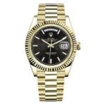 Rolex Day-Date 228238-0007 BKDMIP 40mm 18kt Yellow Gold in Black Diagonal Motif Stick Dial Men'S Watch - Luxury Souq