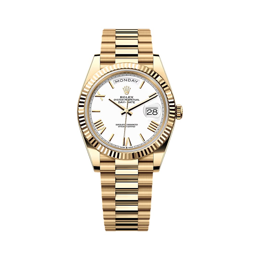 Rolex Day-Date 228238-0042 Yellow Gold 40mm White Roman Dial Men's Watch - Luxury Souq Rolex Day-Date 228238-0042 Yellow Gold 40mm White Roman Dial Men's Watch - Luxury Souq
