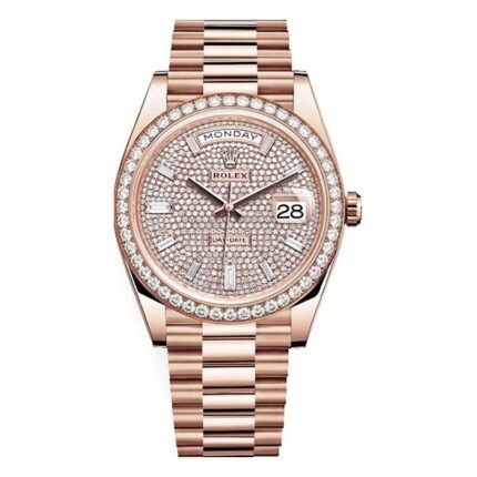 Rolex Day-Date 228345Rbr Dpbdp 40Mm Pave Baguette Rose Gold And Diamond Bezel Men'S Watch - Luxury Souq