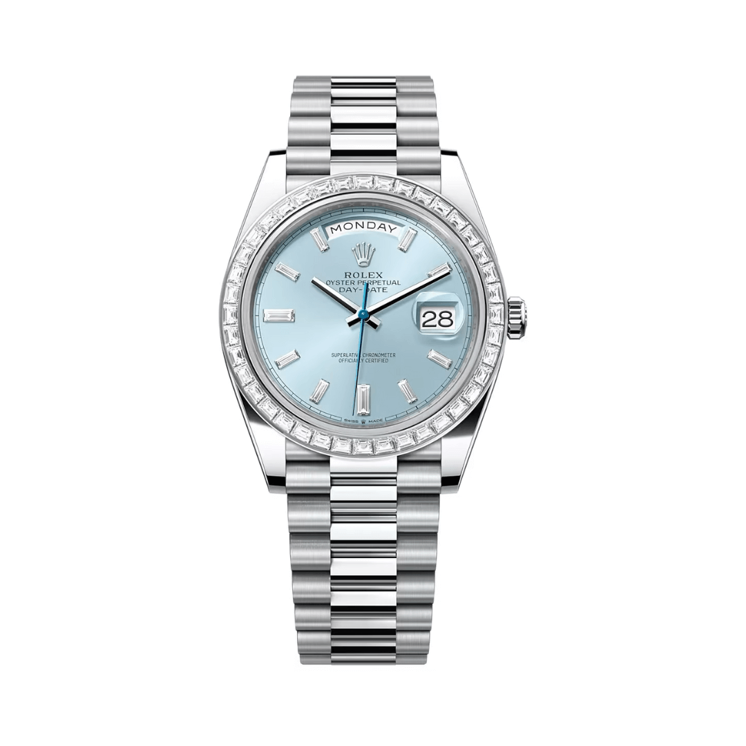 Rolex Day Date 228396TBR Automatic Platinum Baguette Bezel